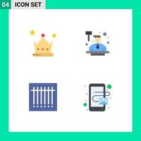 4 User Interface Flat Icon Pack of modern Signs and Symbols of achievement code wreath hitting address Editable Vector Design Elements