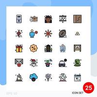 Modern Set of 25 Filled line Flat Colors and symbols such as cocaine presentation castle graph house Editable Vector Design Elements