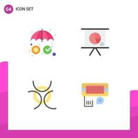 4 Universal Flat Icons Set for Web and Mobile Applications insurance science protection presentation adapter Editable Vector Design Elements