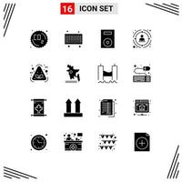 16 Universal Solid Glyphs Set for Web and Mobile Applications eco people electronics network link Editable Vector Design Elements