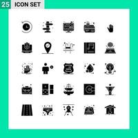 25 User Interface Solid Glyph Pack of modern Signs and Symbols of body language lock analysis card security atm card Editable Vector Design Elements