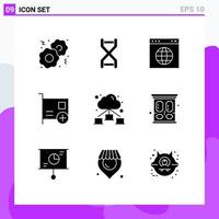 Modern Set of 9 Solid Glyphs and symbols such as web devices globe computers add Editable Vector Design Elements