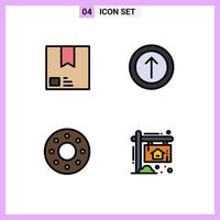 4 Universal Filledline Flat Colors Set for Web and Mobile Applications deliver donut package upload food Editable Vector Design Elements