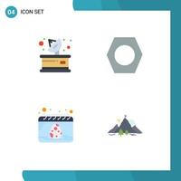 User Interface Pack of 4 Basic Flat Icons of communication festival receiver tools achievement Editable Vector Design Elements