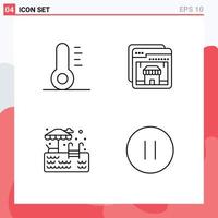 Set of 4 Modern UI Icons Symbols Signs for christmas control online water pause Editable Vector Design Elements