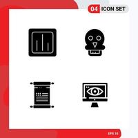 Pack of creative Solid Glyphs of analytics scroll report skull of death american Editable Vector Design Elements