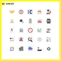 Modern Set of 25 Flat Colors and symbols such as alert delivery contacts courier chair Editable Vector Design Elements