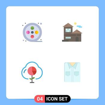 4 Universal Flat Icon Signs Symbols of real data paint building graph Editable Vector Design Elements