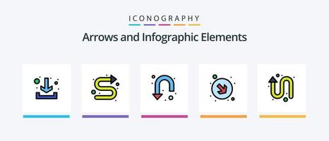 Arrow Line Filled 5 Icon Pack Including arrow. up. right up. arrows. right. Creative Icons Design vector