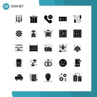 Set of 25 Commercial Solid Glyphs pack for fitness security call protection remove Editable Vector Design Elements