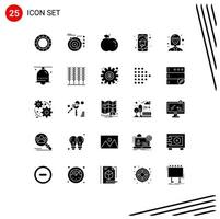 Editable Vector Line Pack of 25 Simple Solid Glyphs of student avatar apple smart house home networking Editable Vector Design Elements