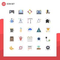 25 Thematic Vector Flat Colors and Editable Symbols of home laptop light engineer computer Editable Vector Design Elements