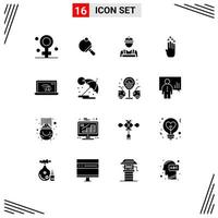Stock Vector Icon Pack of 16 Line Signs and Symbols for error down labour man gesture finger Editable Vector Design Elements