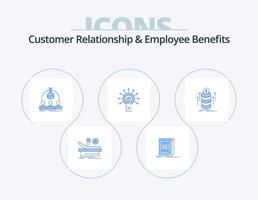 Customer Relationship And Employee Benefits Blue Icon Pack 5 Icon Design. touch here. ok. labortary. click. scientist vector