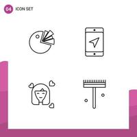 Set of 4 Modern UI Icons Symbols Signs for pie person diagram map avatar Editable Vector Design Elements