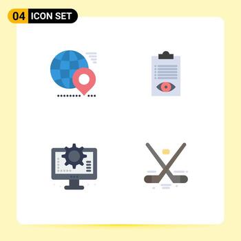 Pictogram Set of 4 Simple Flat Icons of globe list pin delivery interface Editable Vector Design Elements