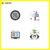 4 Thematic Vector Flat Icons and Editable Symbols of options ps box post ai Editable Vector Design Elements