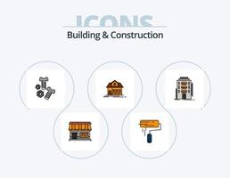 Building And Construction Line Filled Icon Pack 5 Icon Design. tool. carpenter. hostel. drill. building vector