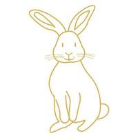Contour drawing of a hare.A rabbit is sitting. vector