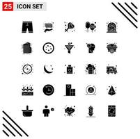 User Interface Pack of 25 Basic Solid Glyphs of rate floating money duties celebrate Editable Vector Design Elements