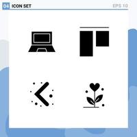 Set of 4 Vector Solid Glyphs on Grid for computers left hardware top love Editable Vector Design Elements