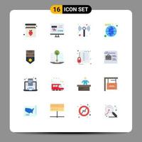 Group of 16 Flat Colors Signs and Symbols for badge website development social media Editable Pack of Creative Vector Design Elements