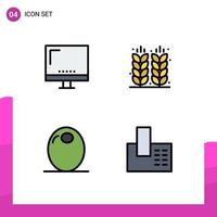 conjunto de 4 4 moderno ui íconos símbolos señales para computadora grano imac granja comida editable vector diseño elementos