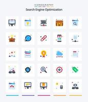 Creative Seo 25 Flat icon pack  Such As box. search. storage. internet. case vector