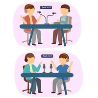 Podcast interview flat design illustration vector