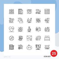 User Interface Pack of 25 Basic Lines of interface lump script couch home Editable Vector Design Elements