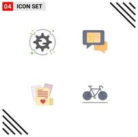 User Interface Pack of 4 Basic Flat Icons of preferences love options popup wedding Editable Vector Design Elements