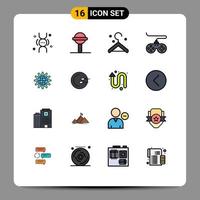 16 User Interface Flat Color Filled Line Pack of modern Signs and Symbols of development business clothes global game Editable Creative Vector Design Elements
