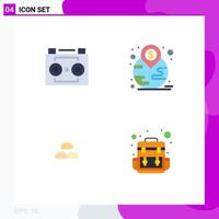 4 Thematic Vector Flat Icons and Editable Symbols of audio recording bars digital recording investment gold Editable Vector Design Elements