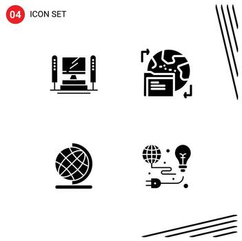 grupo de moderno sólido glifos conjunto para computadora geografía UPC carpeta proteccion editable vector diseño elementos