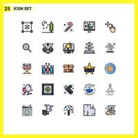 Universal Icon Symbols Group of 25 Modern Filled line Flat Colors of gesture programming candy cane development coding Editable Vector Design Elements