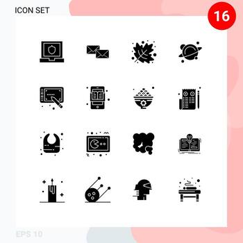 usuario interfaz paquete de dieciséis básico sólido glifos de aguja espacio letra Ciencias física editable vector diseño elementos