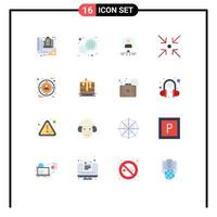 Pack of 16 creative Flat Colors of search people day magnifier hiring Editable Pack of Creative Vector Design Elements