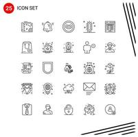 Modern Set of 25 Lines and symbols such as data center study anatomy science experiment Editable Vector Design Elements