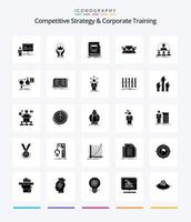 Creative Competitive Strategy And Corporate Training 25 Glyph Solid Black icon pack  Such As human. allocation. market. school. education vector