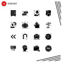 Modern Set of 16 Solid Glyphs Pictograph of internet connectivity scrub drop rub hand Editable Vector Design Elements