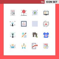 Mobile Interface Flat Color Set of 16 Pictograms of designer color scheme sweet adjustment rice Editable Pack of Creative Vector Design Elements