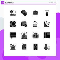 Pack of 16 Modern Solid Glyphs Signs and Symbols for Web Print Media such as outline help rice essentials gesture Editable Vector Design Elements