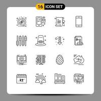 Editable Vector Line Pack of 16 Simple Outlines of iphone gadget wifi devices star Editable Vector Design Elements