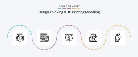 Design Thinking And D Printing Modeling Line 5 Icon Pack Including education . envelope. calculatre. email. education vector