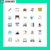 Pack of 25 Modern Flat Colors Signs and Symbols for Web Print Media such as online signs equipment direction arrows Editable Vector Design Elements