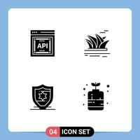 Modern Set of 4 Solid Glyphs and symbols such as api american software harbour shield Editable Vector Design Elements