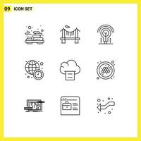 Universal Icon Symbols Group of 9 Modern Outlines of document world news bulb time clock Editable Vector Design Elements