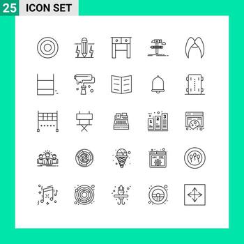 25 Line concept for Websites Mobile and Apps moustache tool light develop build Editable Vector Design Elements