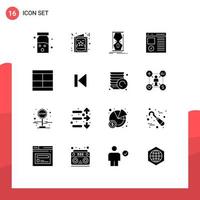 16 User Interface Solid Glyph Pack of modern Signs and Symbols of page develop access coding time Editable Vector Design Elements