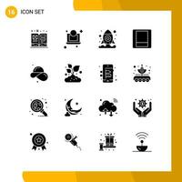 User Interface Pack of 16 Basic Solid Glyphs of summer hat shuttle fashion toggle Editable Vector Design Elements